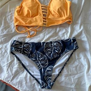 Cupshe Yellow and Black Leaf Bikini Set